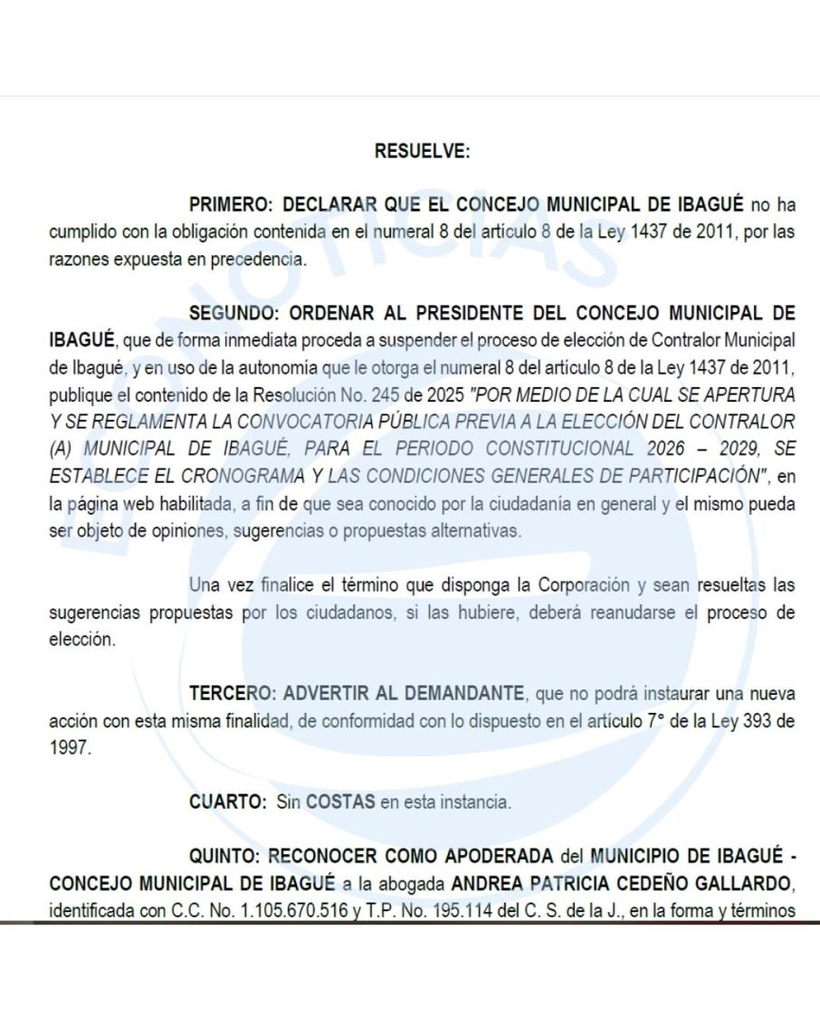 Párrafo que ordena la suspensión del proceso.