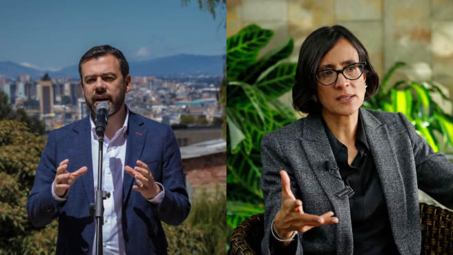 Carlos Fernando Galán, alcalde de Bogotá, Susana Muhamad, exministra de Ambiente.